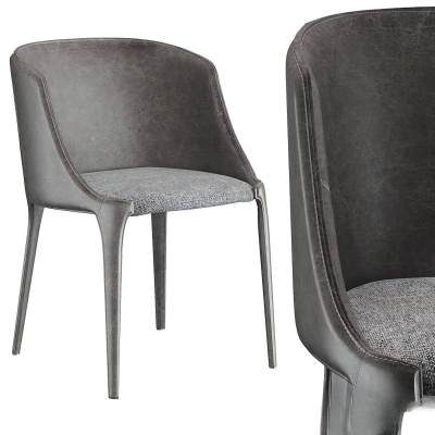 现代皮革扶手单椅